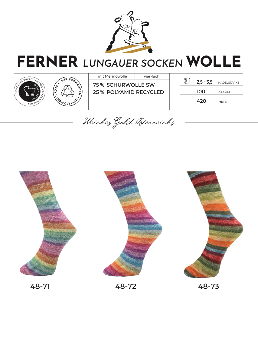 Lungauer Sockenwolle "Regenbogen" (4fach)