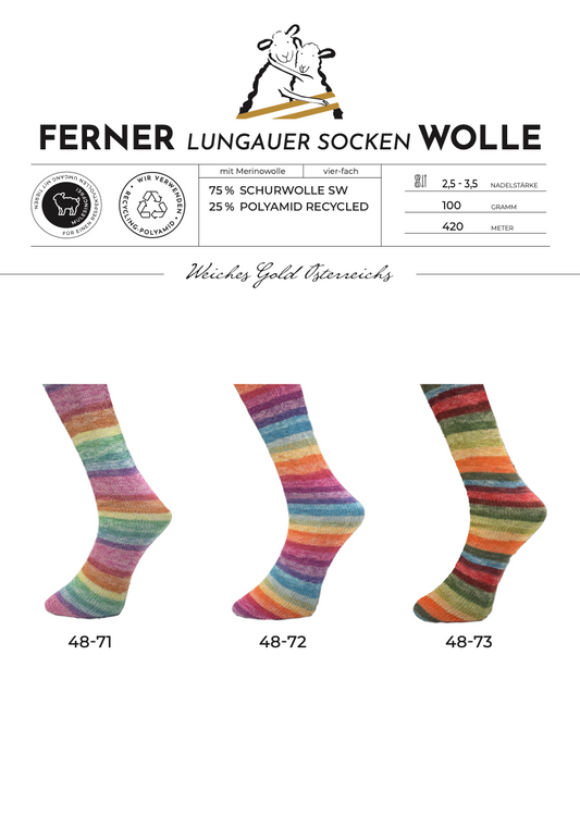 Lungauer Sockenwolle "Regenbogen" (4fach)