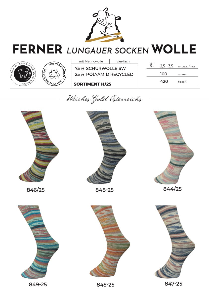 Lungauer Sockenwolle 4fach (Sortiment H/25)