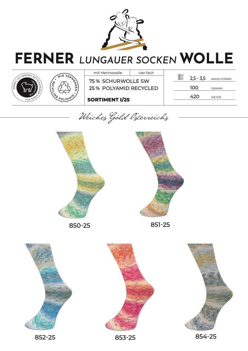 Lungauer Sockenwolle 4fach (Sortiment I/25)