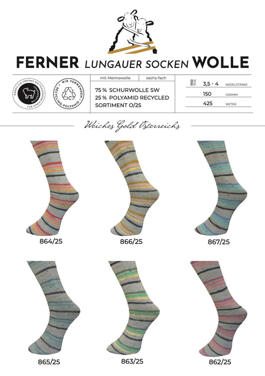 Lungauer Sockenwolle 6fach (Sortiment O/25)