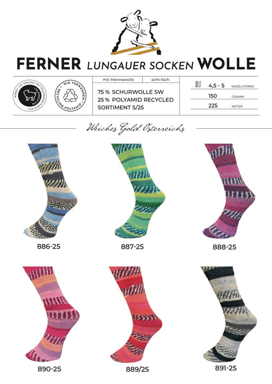 Lungauer Sockenwolle 8fach (Sortiment S/25)