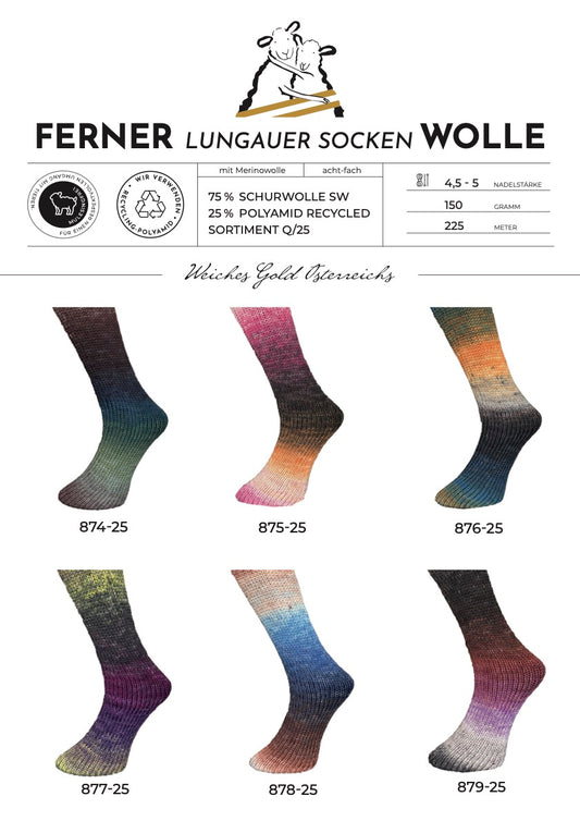 Lungauer Sockenwolle 8fach (Sortiment Q/25)